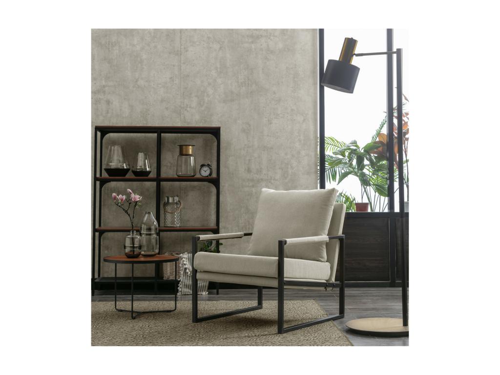 Confortzx-Sillón en tela color y patas en metal negro