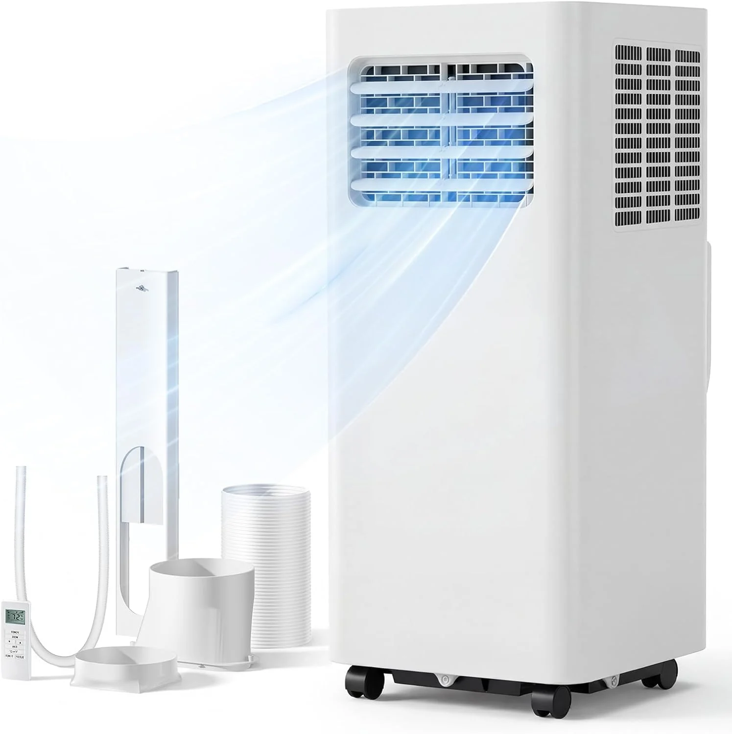 8000 BTU Portable Air Conditioner, 3-in-1 Cools 350 Sq.Ft, Quiet AC with Fan & Dehumidifier, LED Display, Remote, 24H Timer, Window Kit, for Bedroom/Office/Dorms