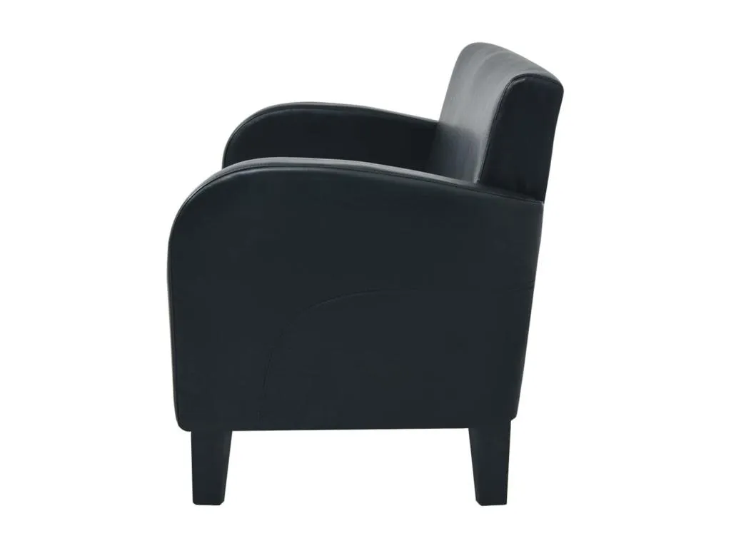 Sofá 2 plazas cuero artificial negro 17265qpyv