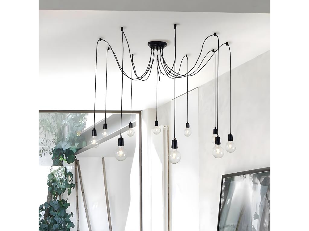 Lámpara de Suspensión Andria, Negro, 180x180x90 cm, Laocacasas