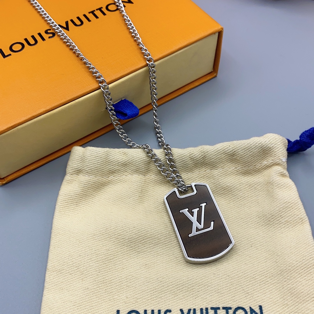 Louis Vuitton Two-sided Engraved Monogram Tag Necklace - Original Replica Club