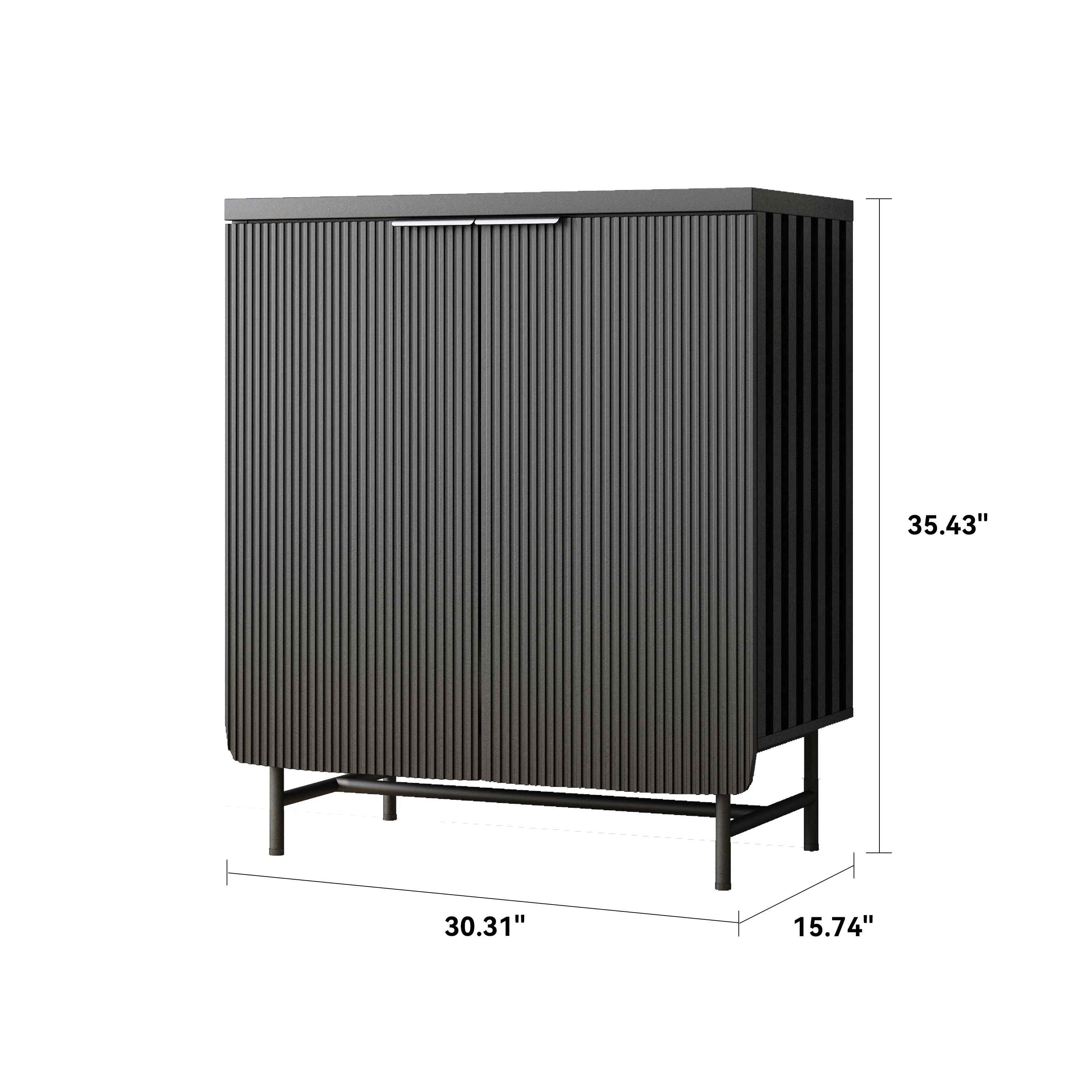 Vivvoo 30" Wood Nightstand Fluted Door Accent Cabinet