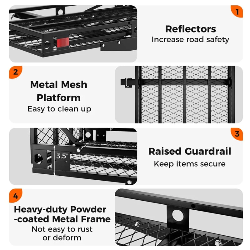 Eletriclife 500 LBS Hitch Mount Mobility Scooter Carrier Heavy-Duty Wheelchair Cargo Rack with Foldable Ramp
