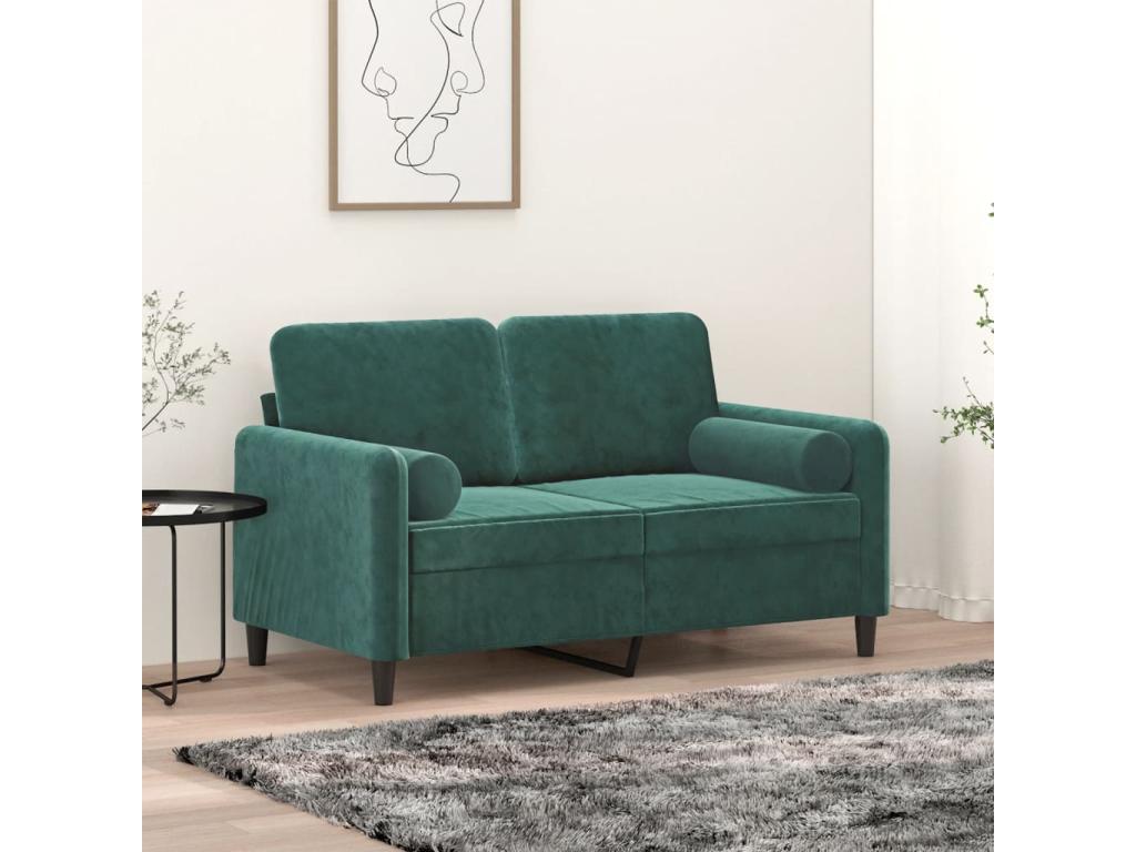 Set de 2 cojines decorativos Terciopelo Verde oscuro Ø15x50 cm
