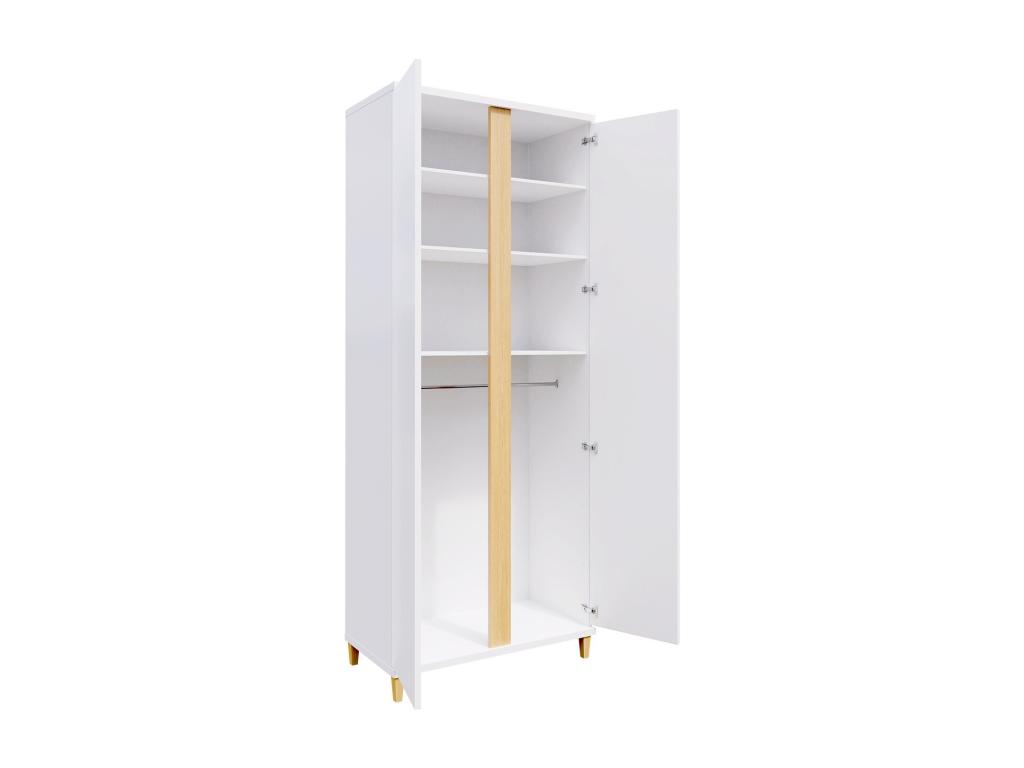 Armario Hominor B114 - Blanco brillante - Blanco - Negro brillante - 200x90x55cm