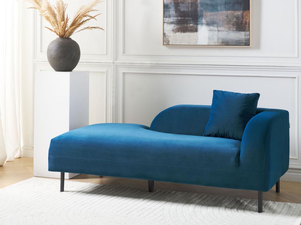 Chaise longue de terciopelo azul marino derecho LE CRAU