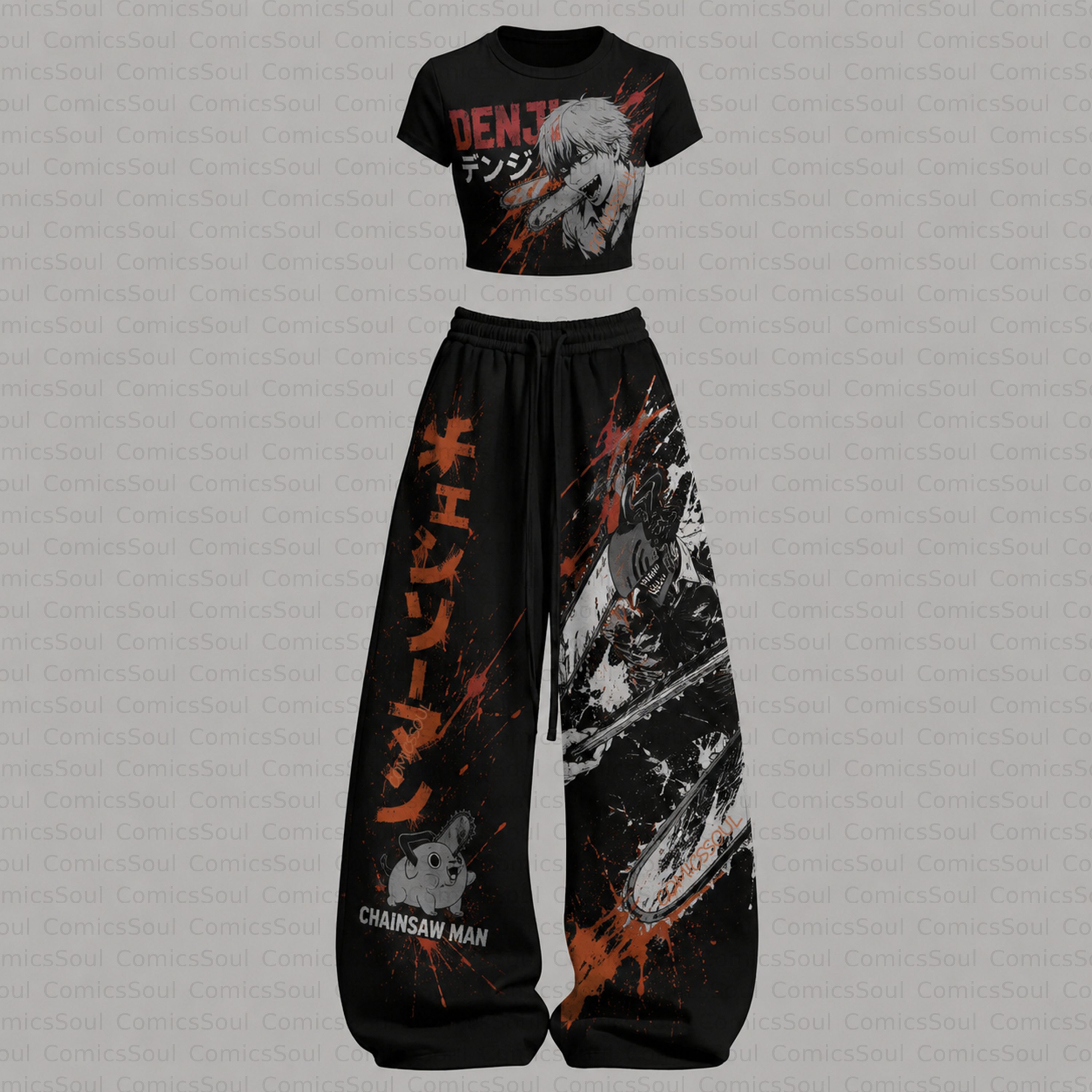 Chainsaw Man T-Shirt & Elasticated Trousers Two-Piece Set