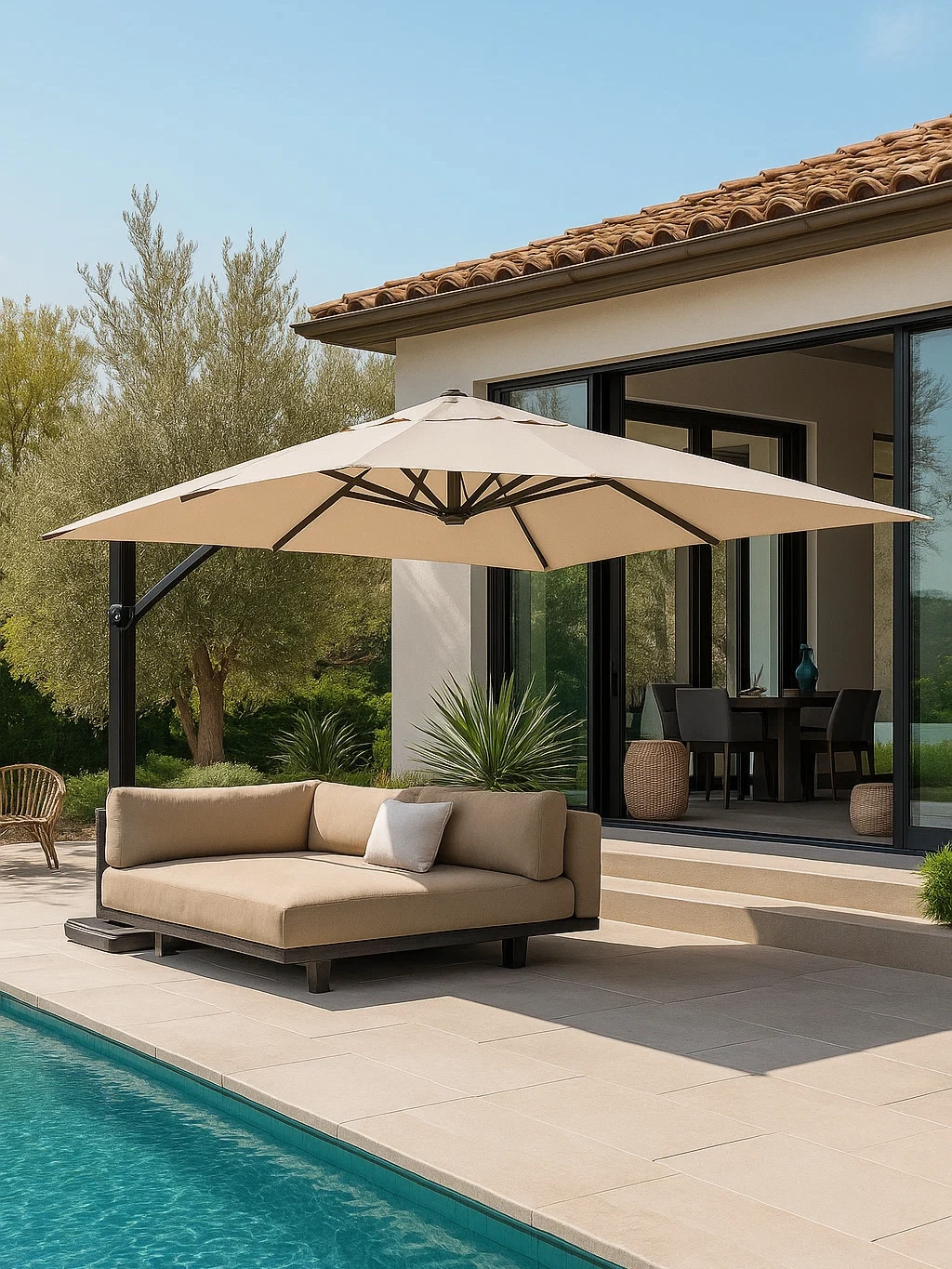 Parasol lateral jardín aluminio crudo 3x4 m