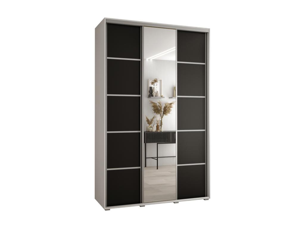 ARMARIO DAVOS 5 DE PUERTAS CORREDERAS 235,2/160/60 3 puertas (Blanco/Negro/Plata)