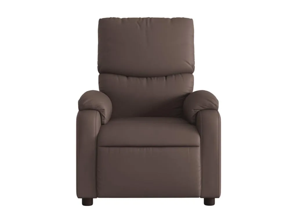 Sillón reclinable eléctrico en cuero sintético marrón. trh3606423