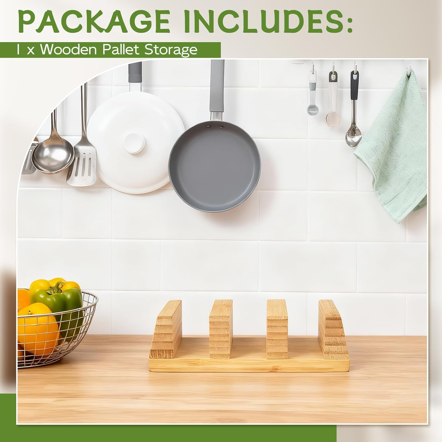 GuanQiao Cutting Board Holder Stand, Bamboo Storage Rack, Pot Lid Holder for Countertop Cabinet