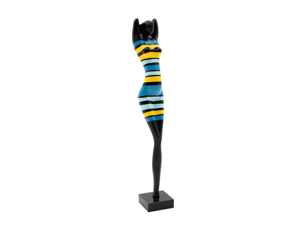 Figura Decorativa Silueta Femenina con Brazos Detrás de la Cabeza Casaplu Amber de Poliresina 19x15x101 cm Multicolor