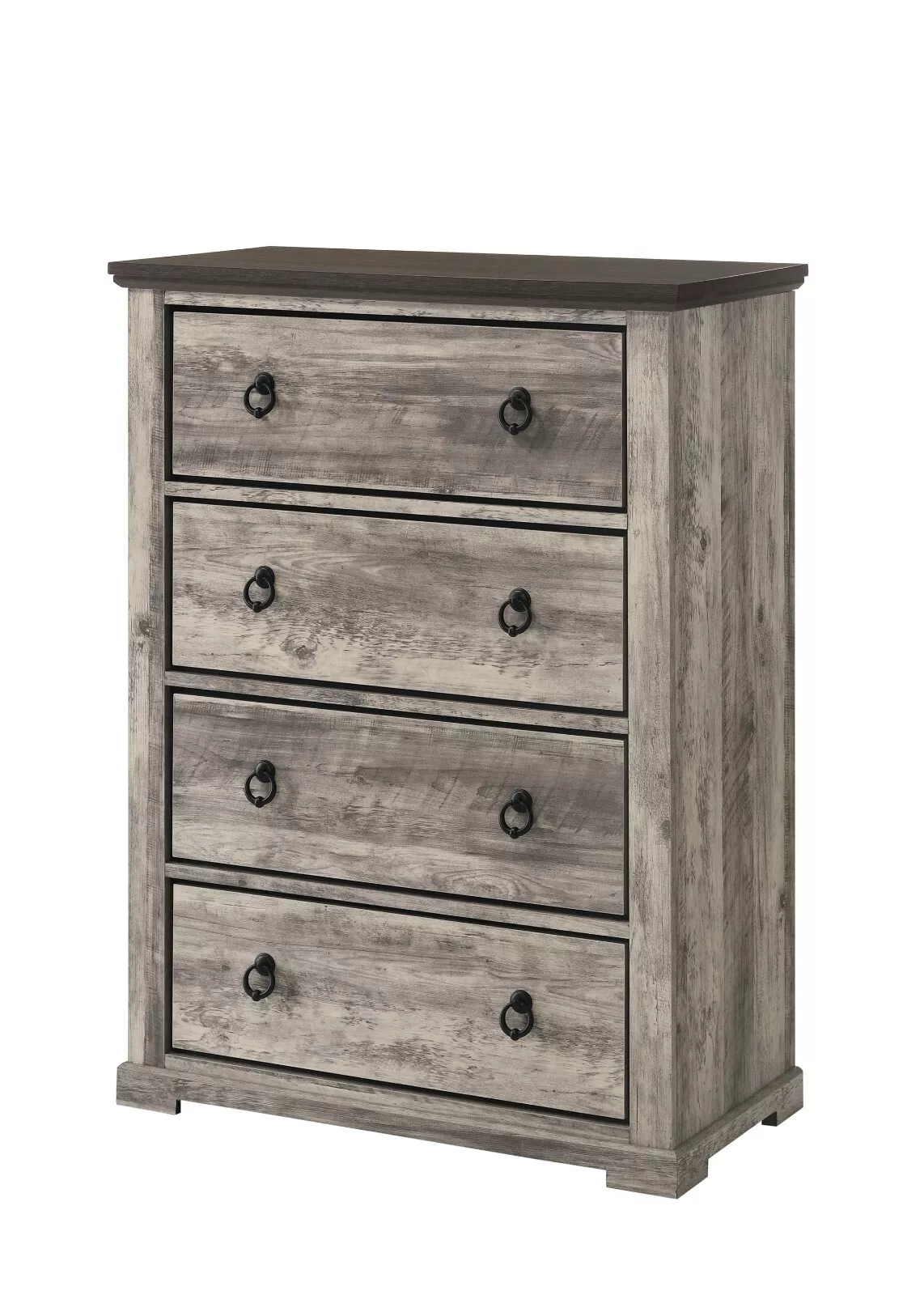 Rustic Gray Poster King Size 3pc Bed Set Storage Chest Nightstand Furniture - Image 3