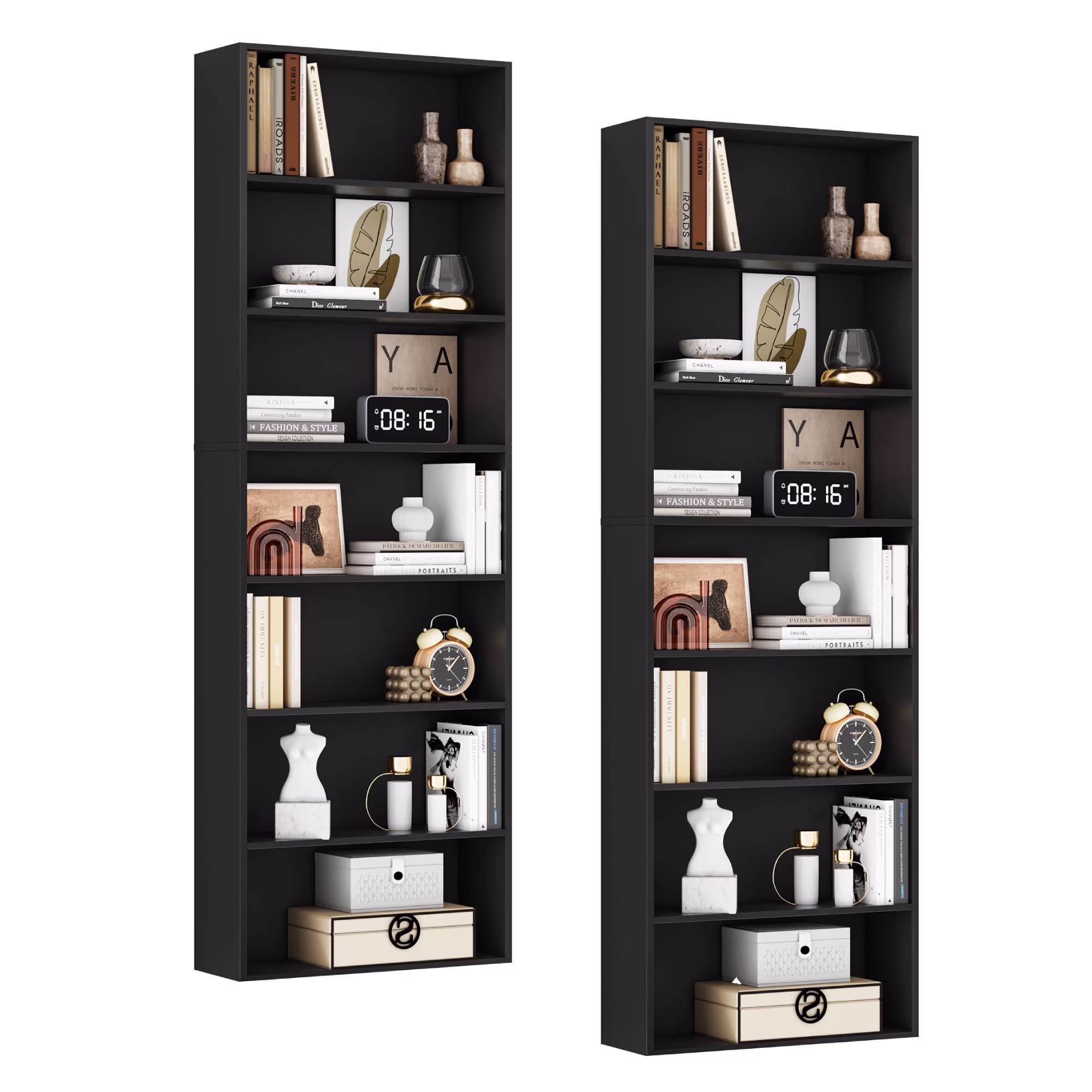 Homfa 82" Tall Bookcases, Freestanding Display Storage Shelves, 7-Tier Open Bookshelf for Home Office Living Room Bedroom, White - Image 6