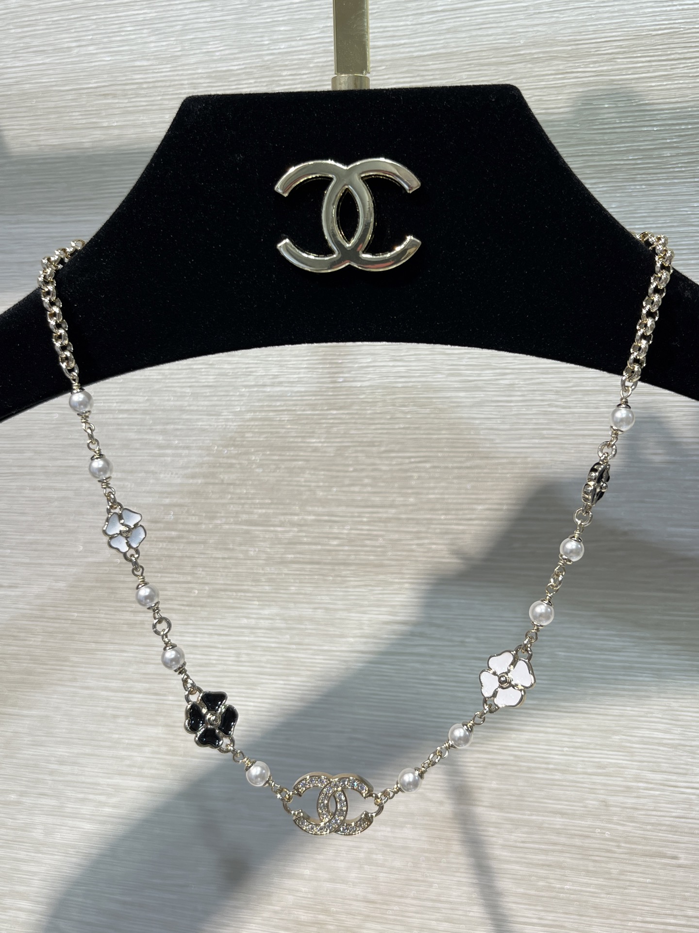 Dainty Chanel Enamel Camellia Necklace - Original Replica Club