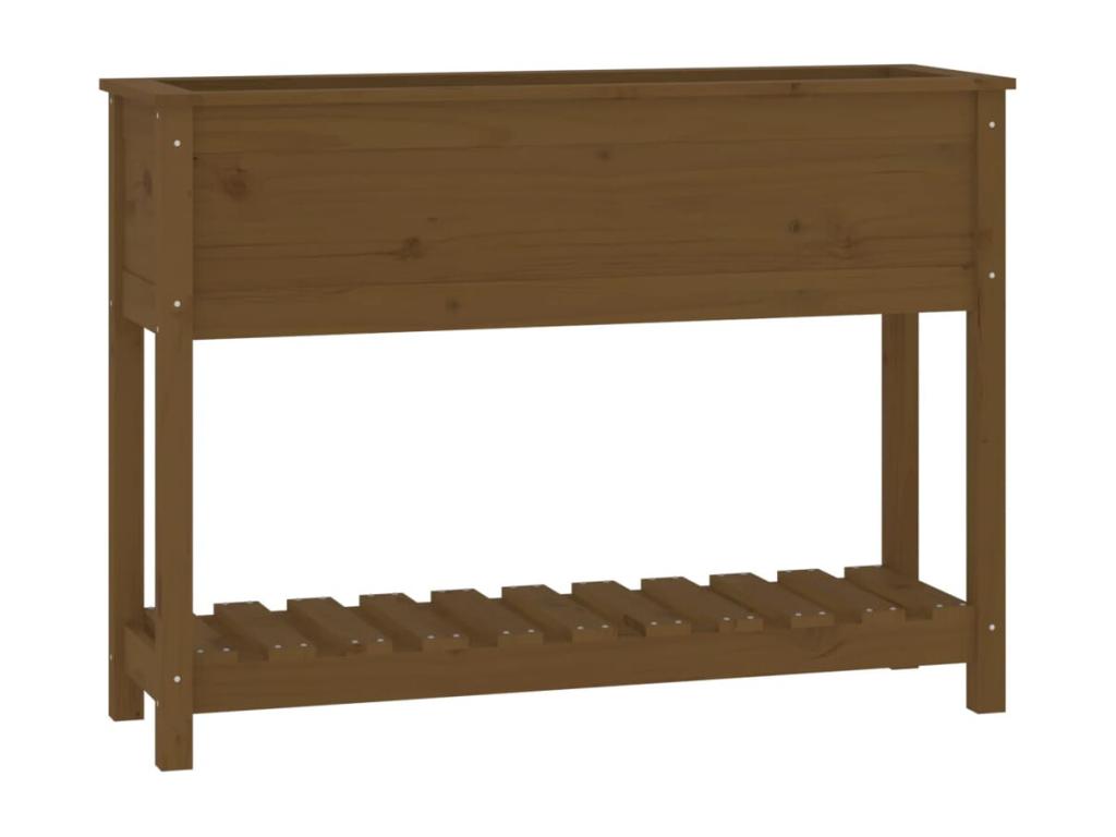 Jardinera con estante madera maciza pino marrón 111,5x34,5x81cm
