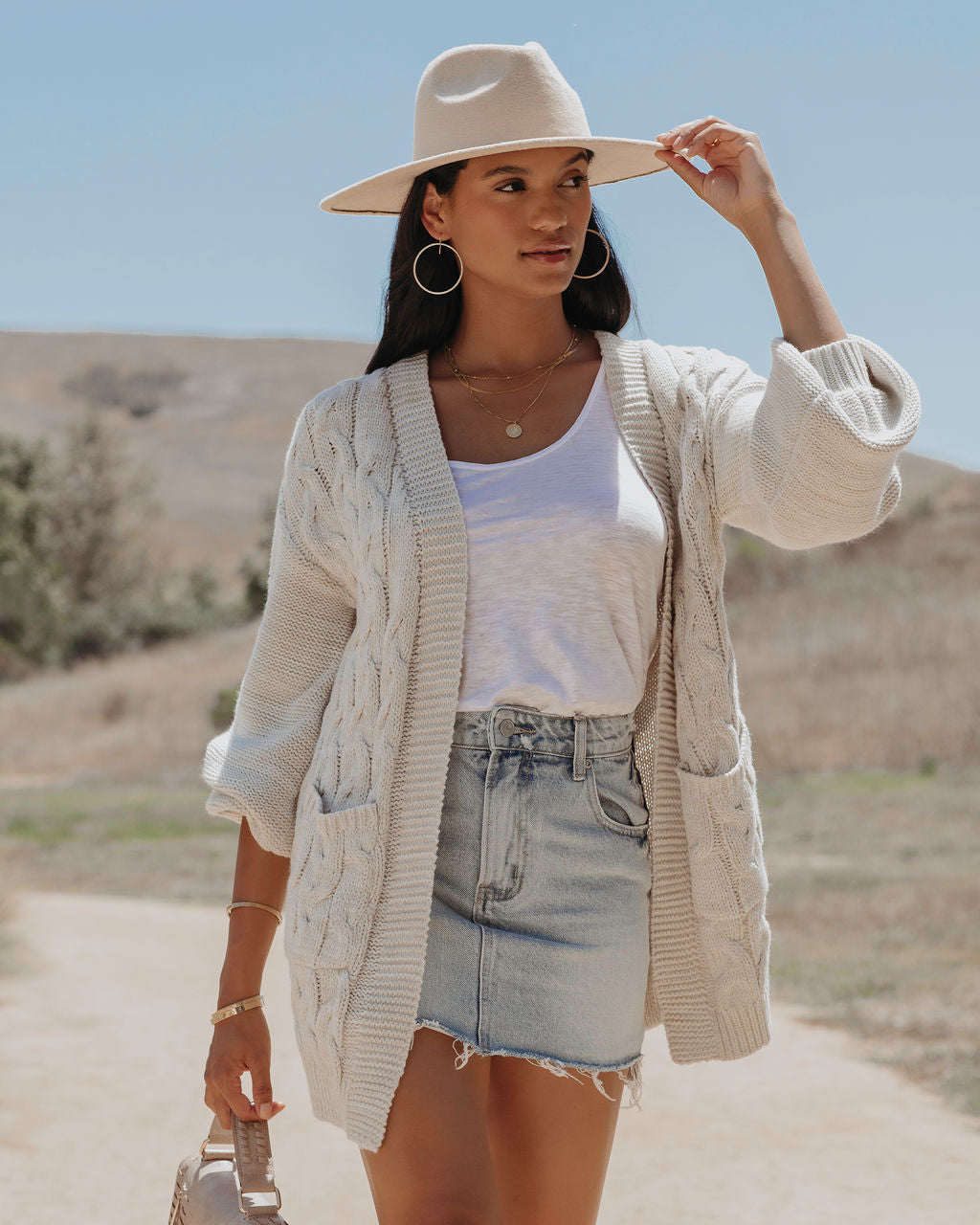 Cozy Up Cable Knit Pocketed Cardigan - Oatmeal - FINAL SALE - Se7enfashion