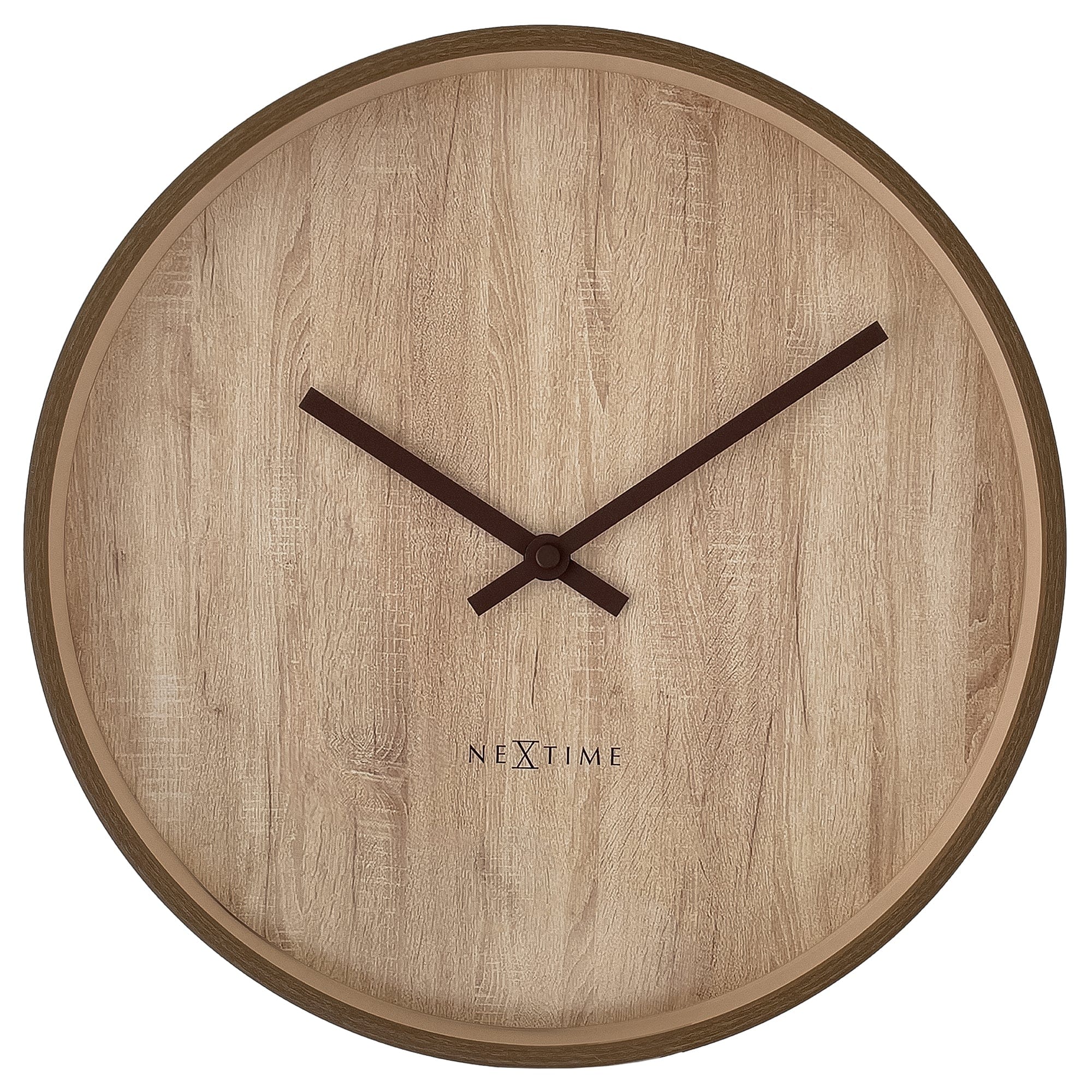 NeXtime - Wandklok 30cm - Stille - Donkerbruin Lichtbruin - Plastic -