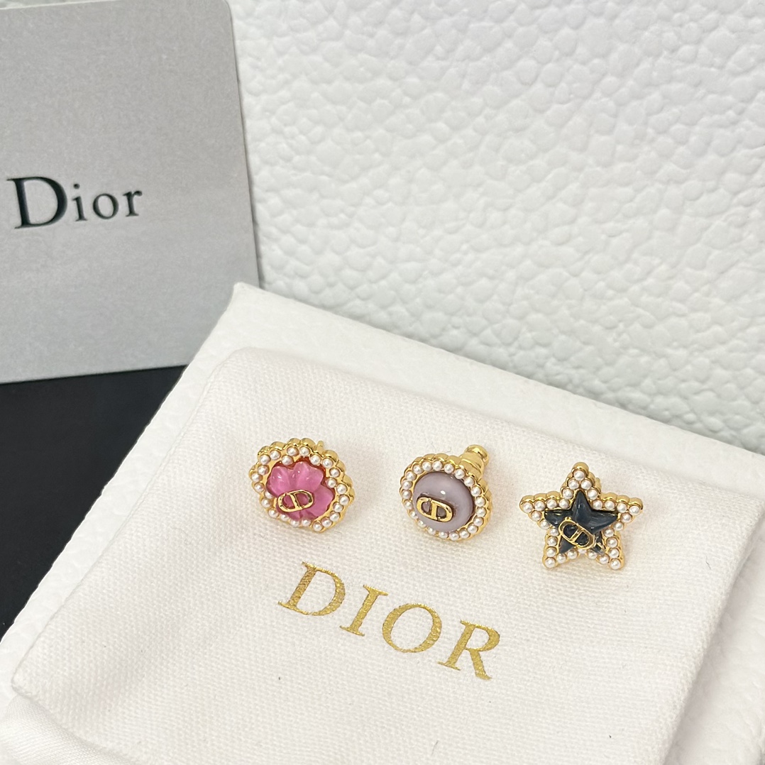 Dior Three Pieces Enamel Stud Earrings - Original Replica Club