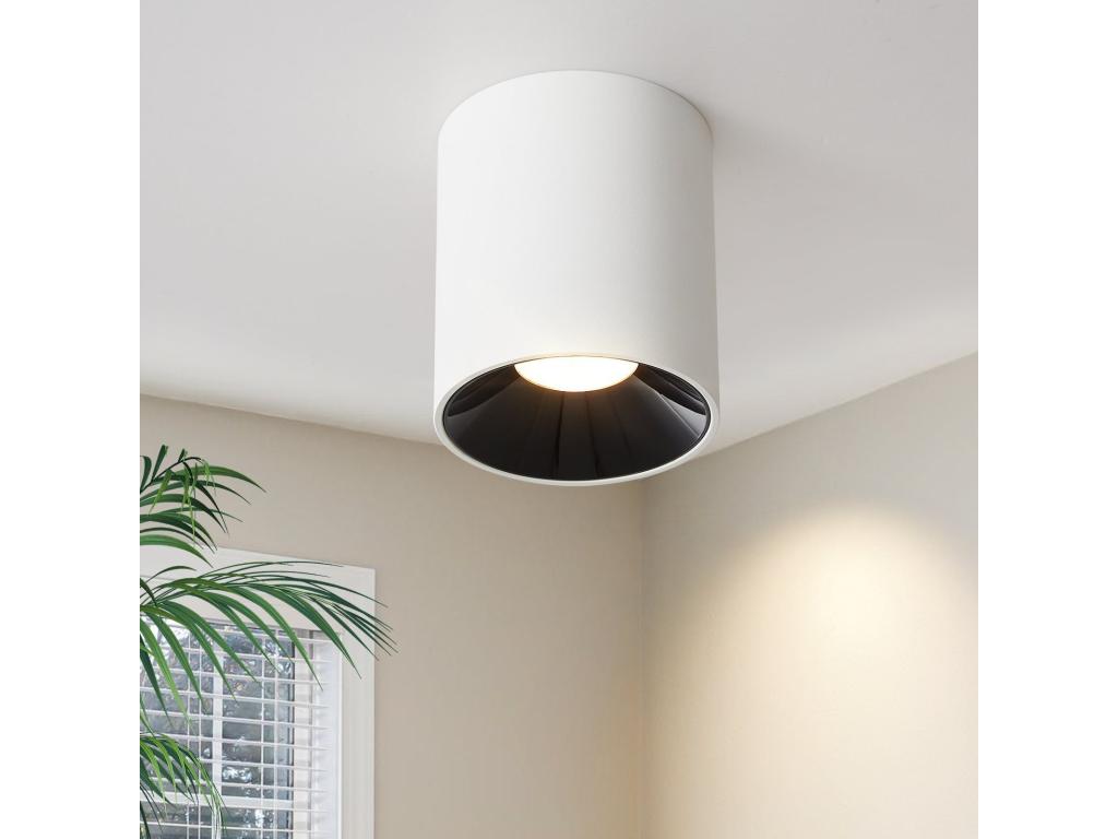 Lujodec Focos de techo LED para construcción, color Lujodec - Foco redondo de construcción de 7W, moderna, pequeña lámpara de techo, decoración, luz cálida blanca de 3000K, focos de techo planos, lámpara de techo, foco para construcción, lámpara de f