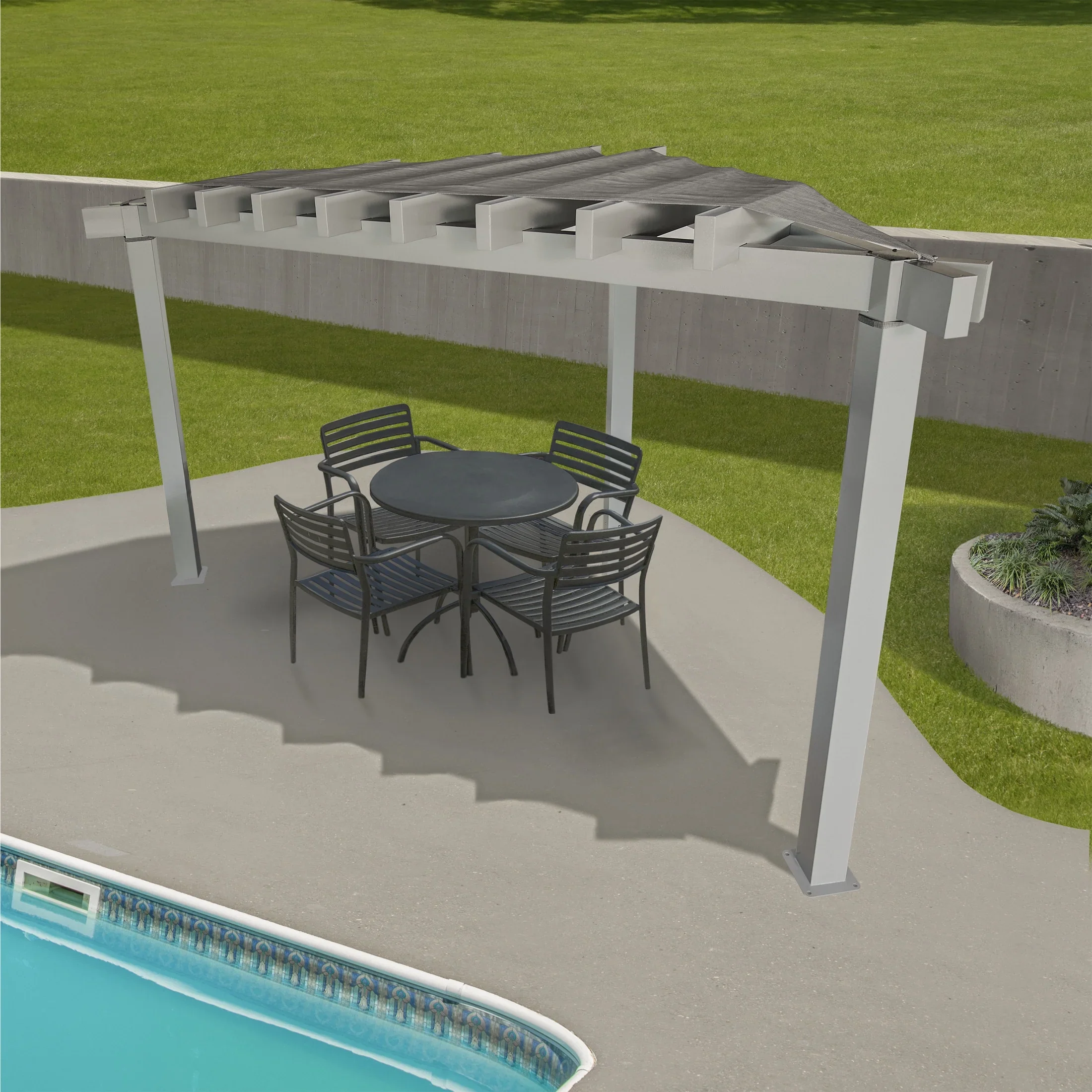 Sojag Rustproof Aluminum Frame Pergola, PVC-Coated Canopy for UV Protection, Contemporary Design for Garden or Yard, 10' x 10', Lima Grey