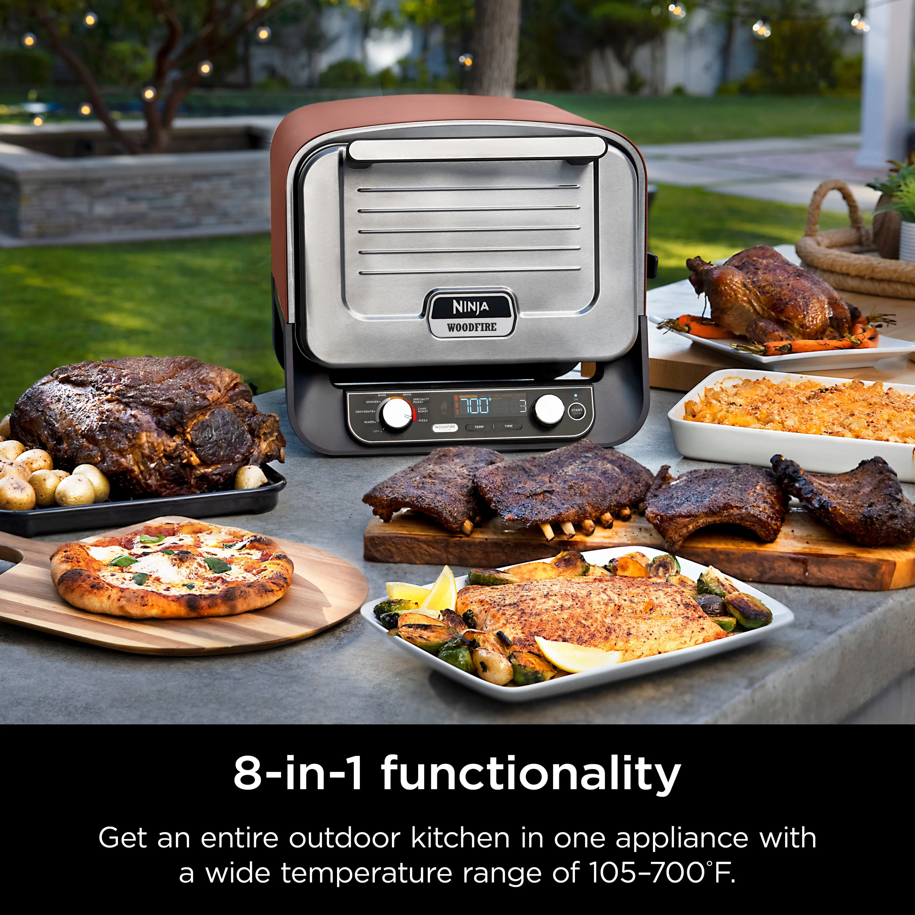 Ninja Woodfire? Pizza Oven, 8-in-1 outdoor oven, 5 Pizza Settings, Ninja Woodfire? Technology, up to 700-F heat, BBQ smoker, electric - Image 6