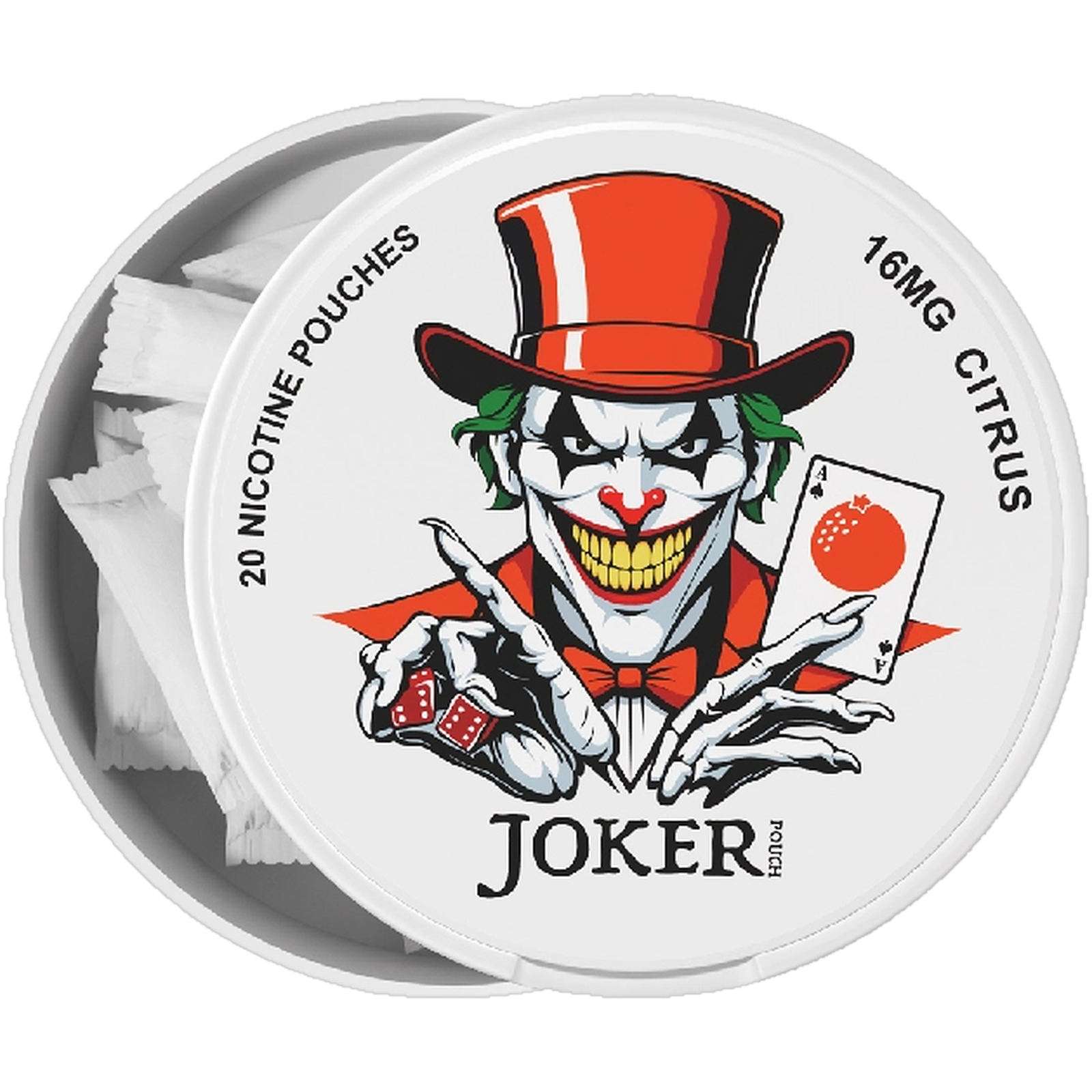 Joker Citrus 16mg nicotine pouches (open)