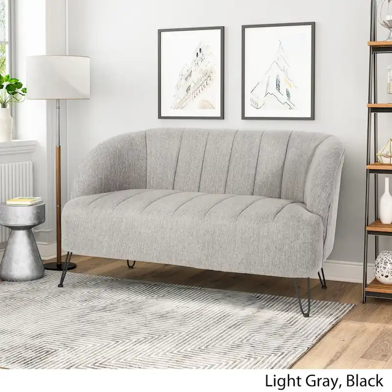 Christopher Knight Home Lupine Contemporary Fabric Loveseat with Hairpin Legs