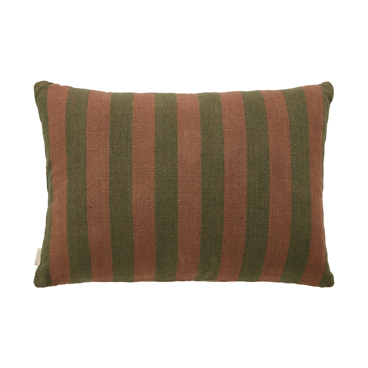 by fonQ Linen Stripe Sierkussen 40 x 60 cm - Bruin / Groen