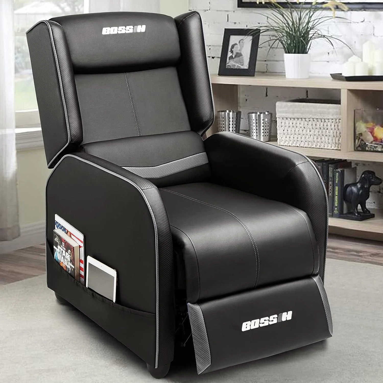 PUKAMI Gaming Recliner Chair for Adults 400lbs Racing Style Sofa Big and Tall PU Leather Recliner Seating Modern Ergonomic Lounge Recliner Chair Comfortable Home Movie Theater for Living Room - Image 3