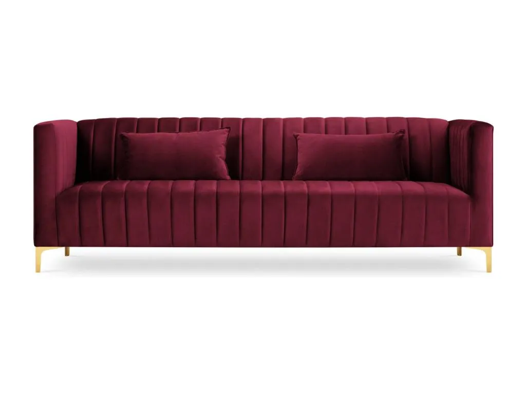 Sofá Decohoguera 3 Plazas Terciopelo Rojo Oscuro 220x85x74cm PY9659528