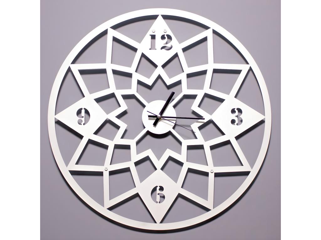Reloj de Pared Geométrico, Blanco, 50x1,5x50 cm, Hogarlujo