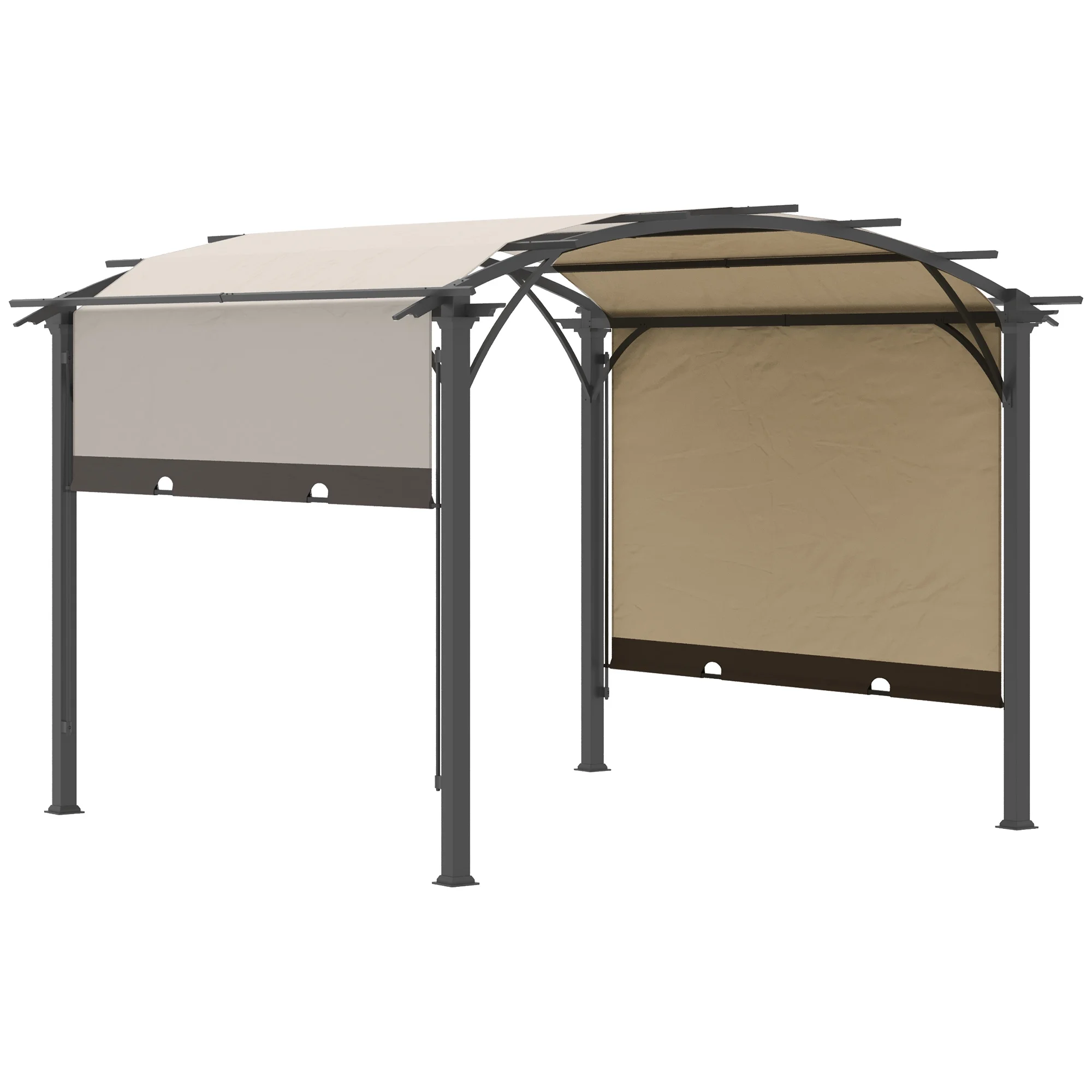 Outsunny 11' x 11' Outdoor Retractable Pergola Canopy, Sun Shade Canopy Patio Metal Shelter for Garden Porch Beach, Beige - Image 2