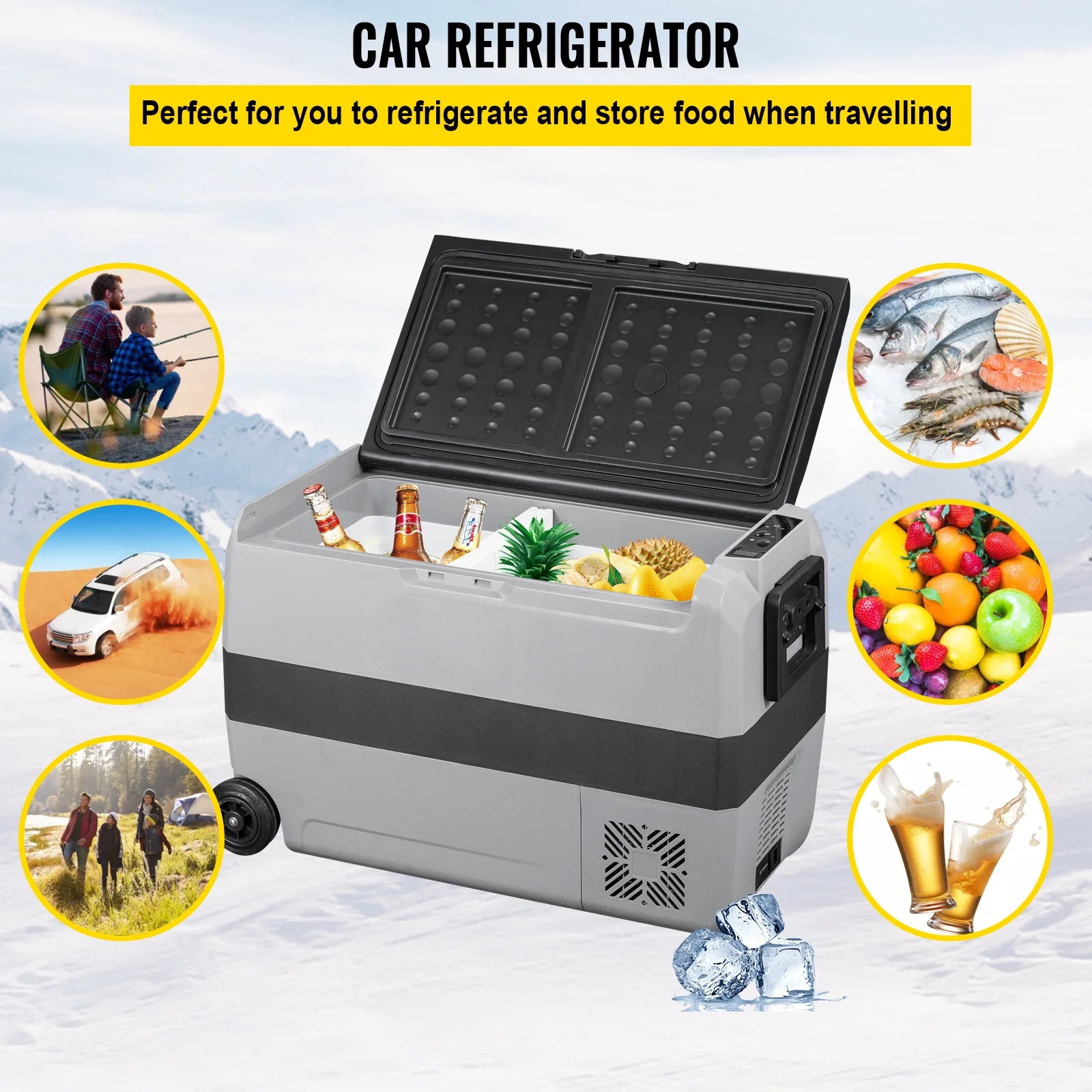 VEVOR Car Refrigerator 48Qt, Dual Zone Car Fridge Freezer12/24V DC & 110-240V AC Electric Compressor Cooler for Truck Vehicle RV - Image 9