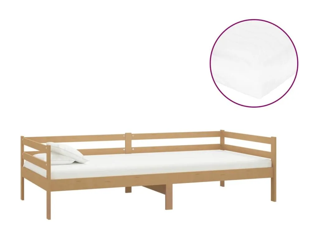 Sofá cama y colchón Mueblesclasic maciza marrón miel 90x200 cm