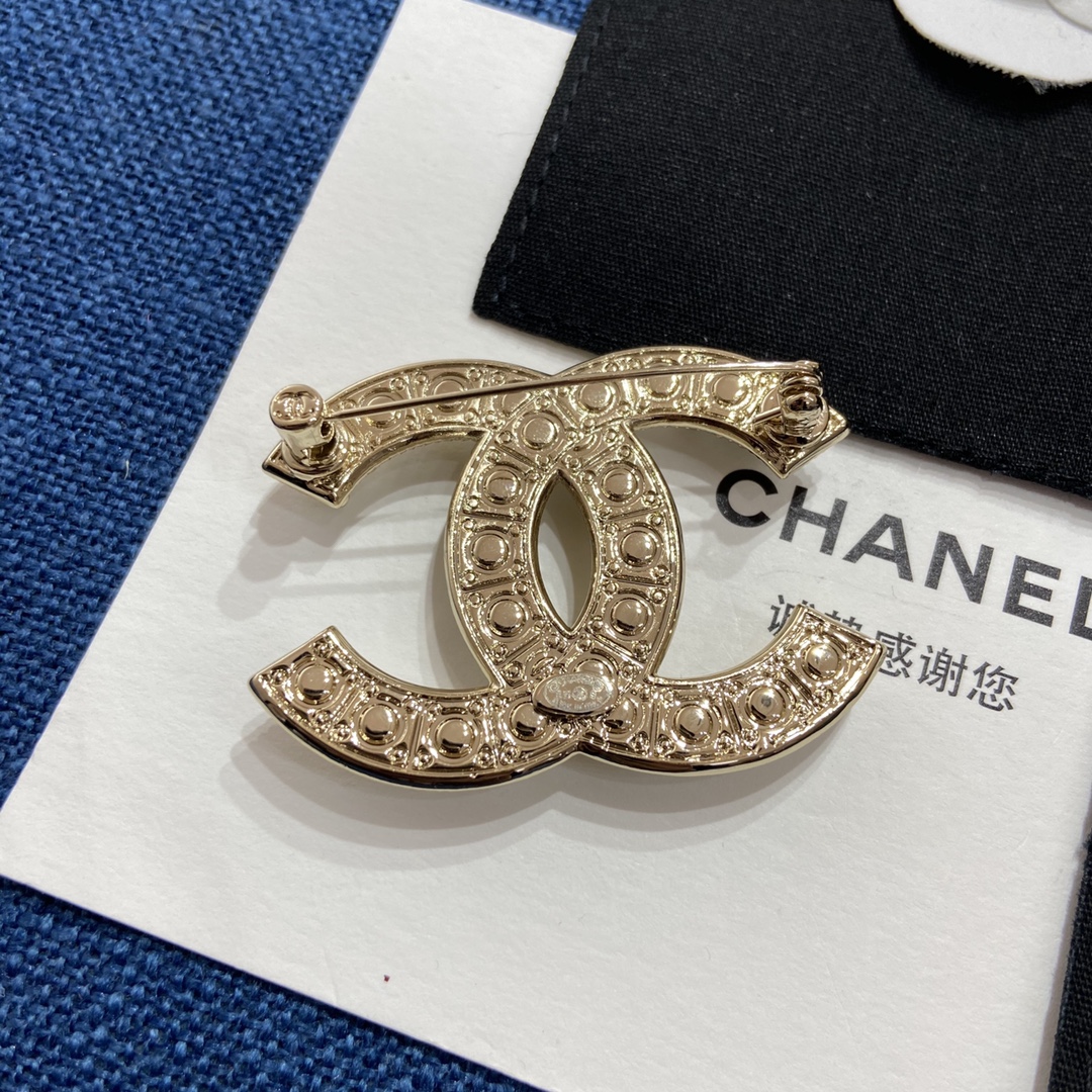 Chanel Light Gold Pave Pearl Brooch - Original Replica Club