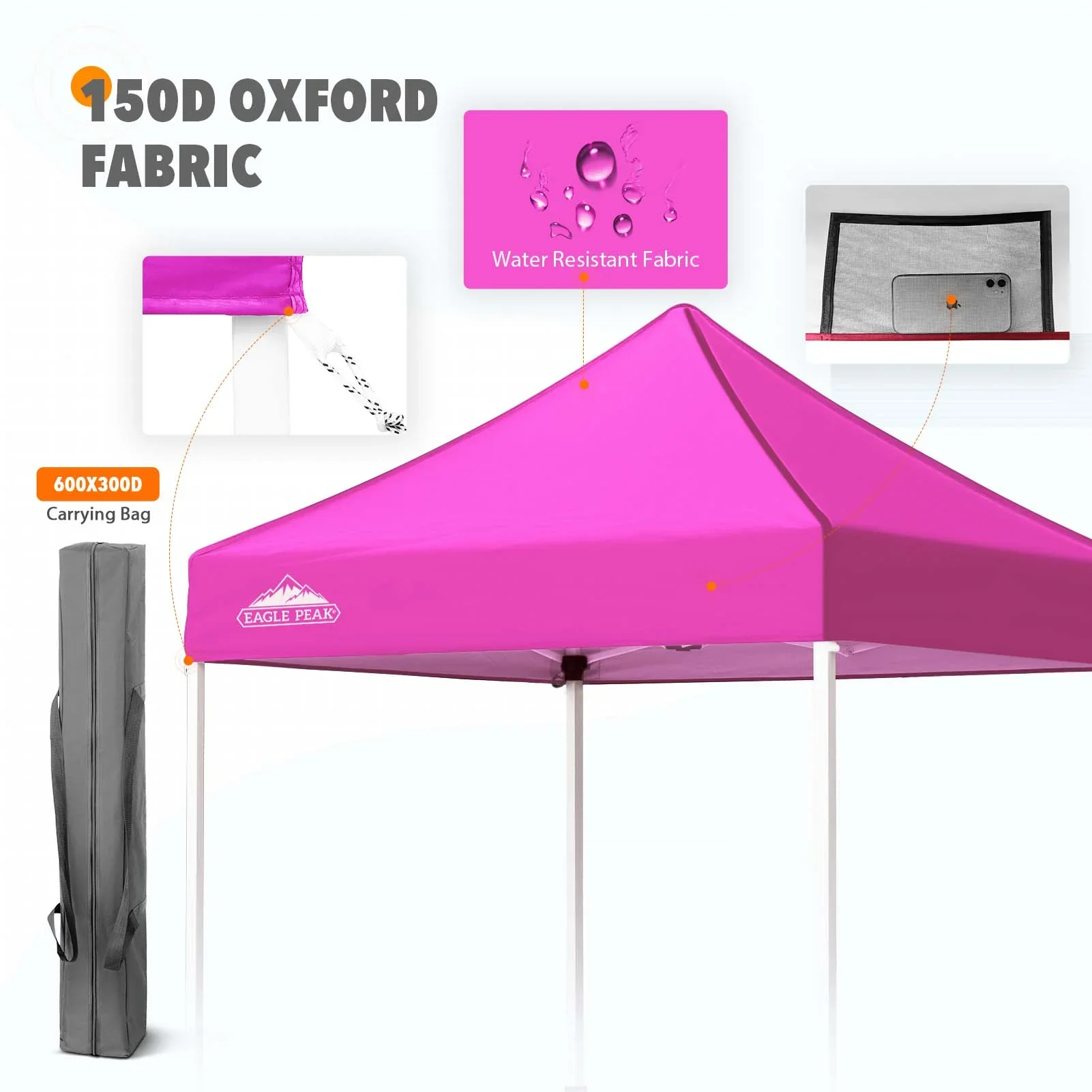 EAGLE PEAK 5x5 Pop up Canopy Tent Instant Outdoor Canopy Easy Set - up Straight Leg Folding Shelter（blue）