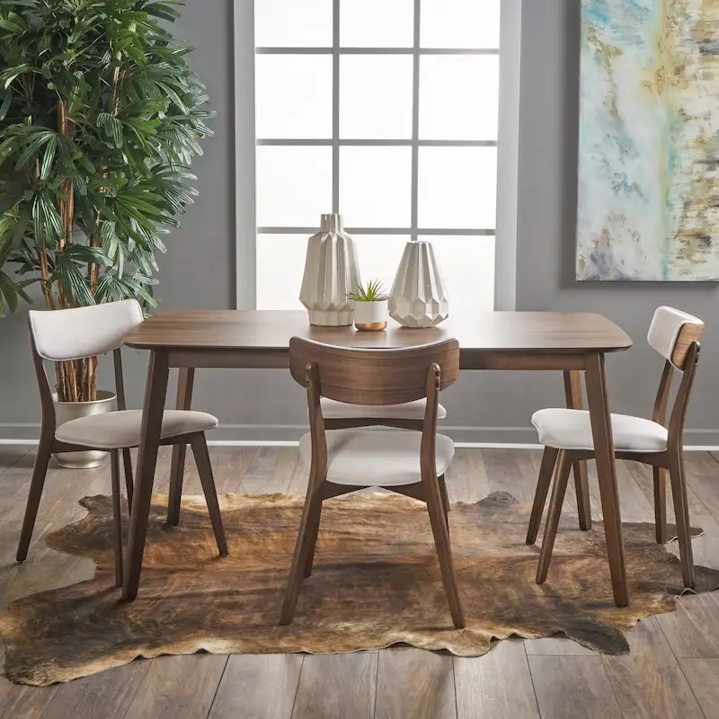 Christopher Knight Home Alma Mid-Century 5-Piece Wooden Rectangular Dining Set