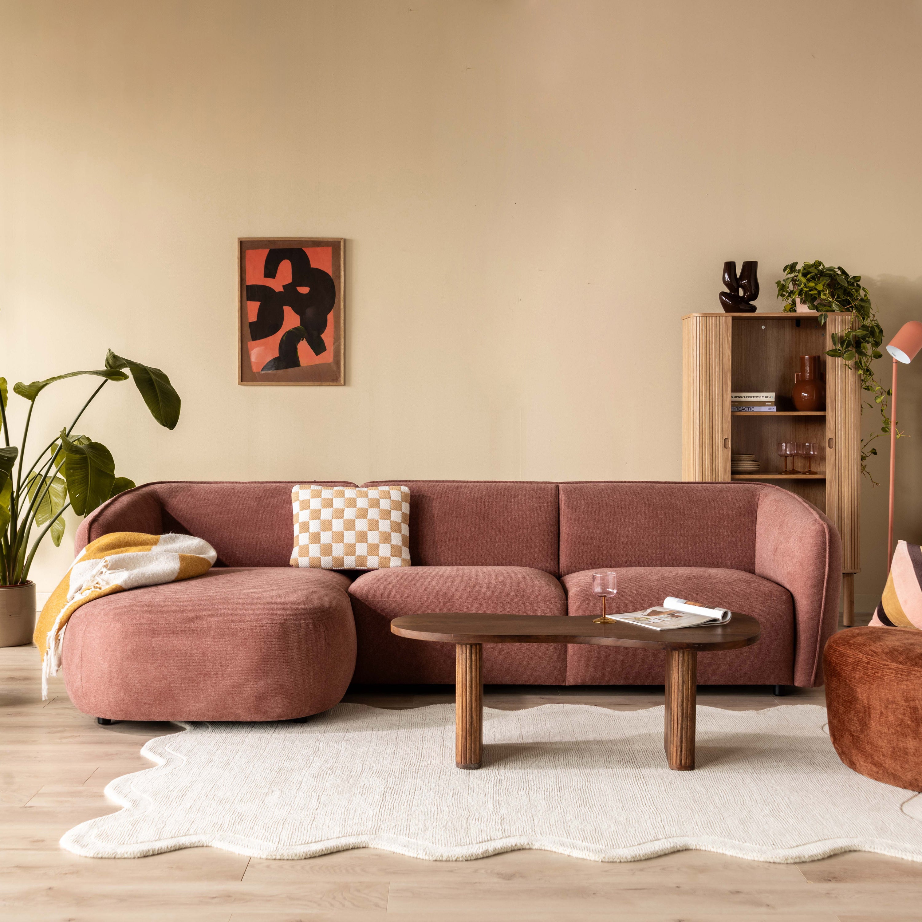 Blokker Soft Hoekbank met Chaise Longue Links - Micro Chenille - Oud R