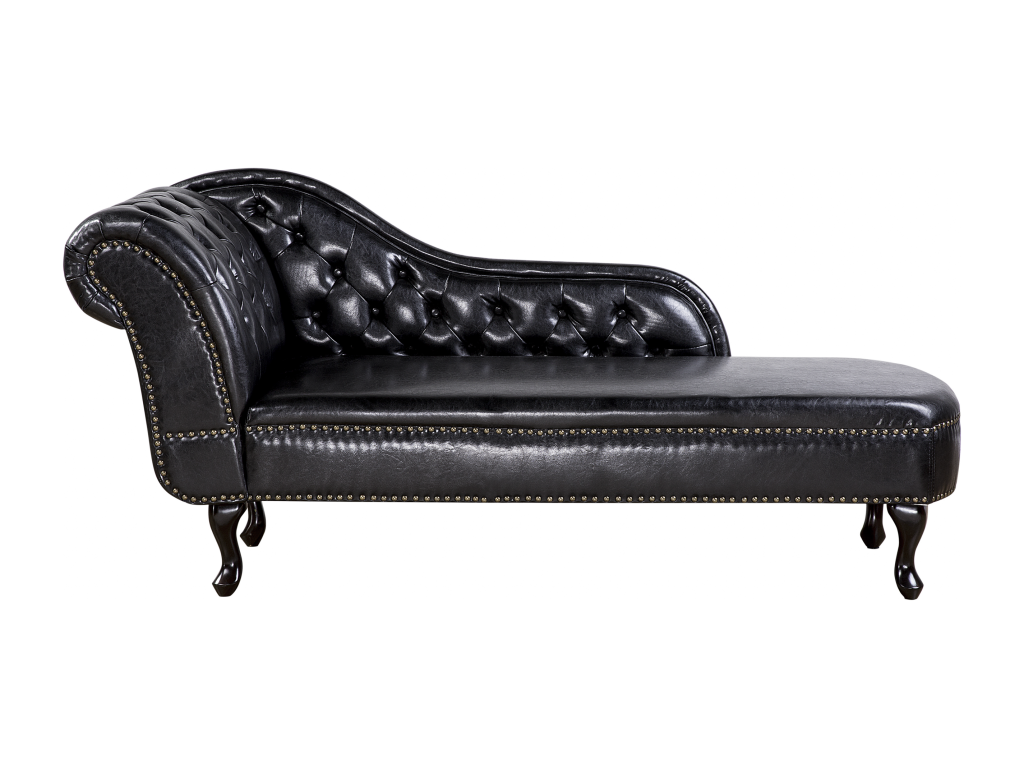 Chaise longue de piel sintética negro izquierdo NIMES