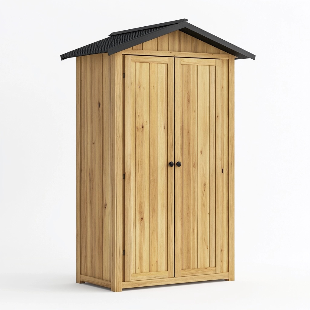 Cobertizo exterior jardín almacenamiento grande madera natural techo impermeable armario BO6428768