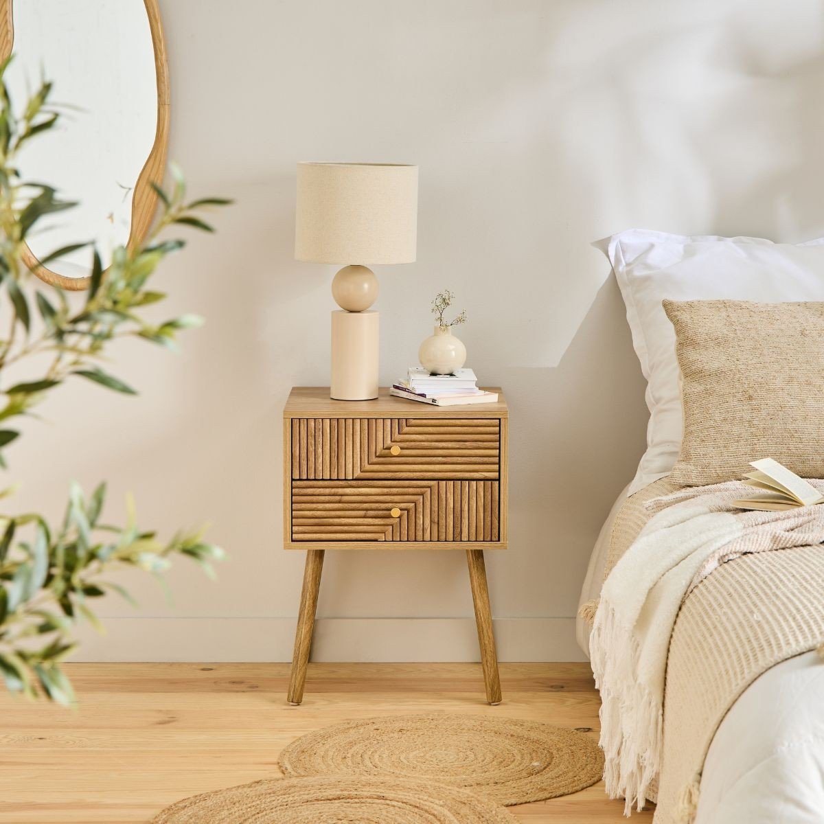 Calicosy - Nachtkastje 2 lades L45 cm - EDEN - Licht hout