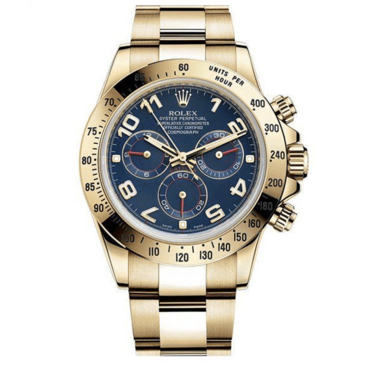 Super Clone Rolex Daytona Gold with Blue Dial 116528 Replica