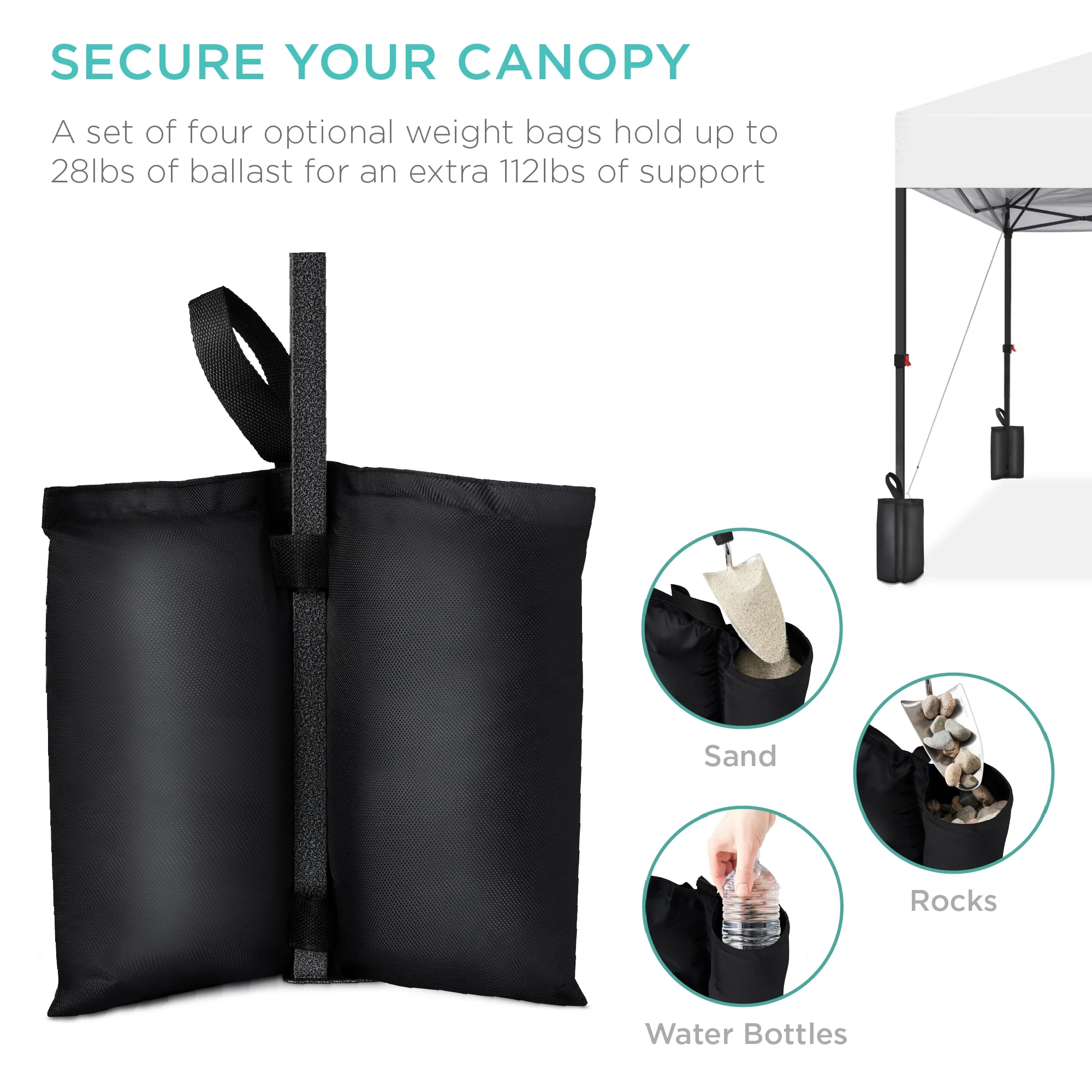 Best Choice Products 10x10ft Easy Setup Pop Up Canopy w/ 1-Button Setup, Wheeled Case, 4 Weight Bags - White - Image 12