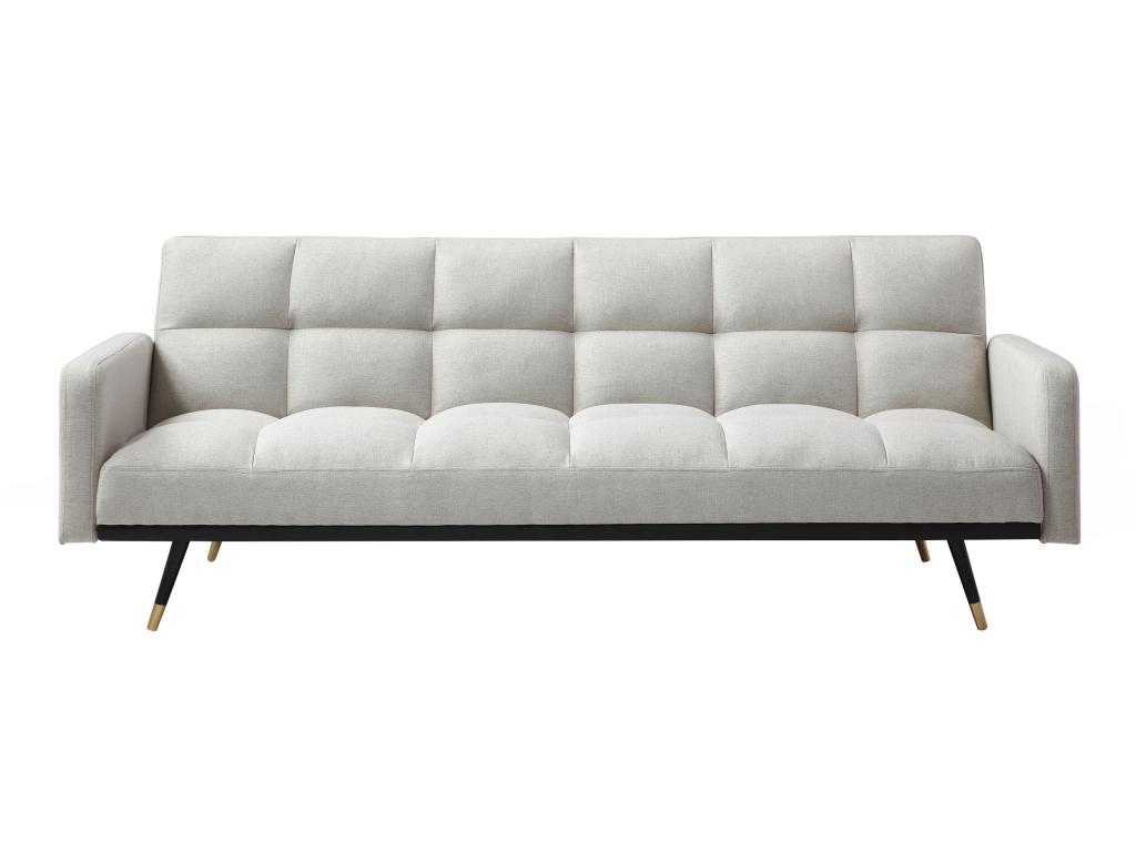 Sofá cama de 3 plazas de tela beige con estilo复古
