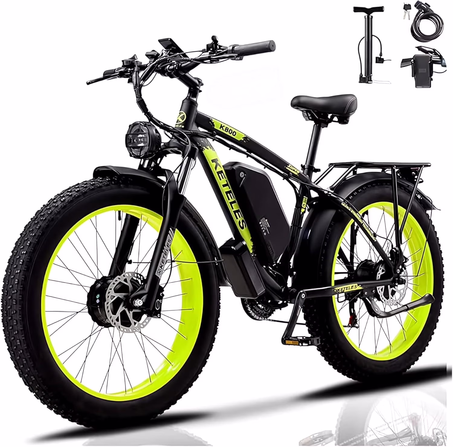 KETELES Electric Bike for Adults, Peak 4000W Dual Motor Ebike-26" Fat Tire Electric Mountain bike, 48V 23AH Removable Battery UL 2849. - Image 3