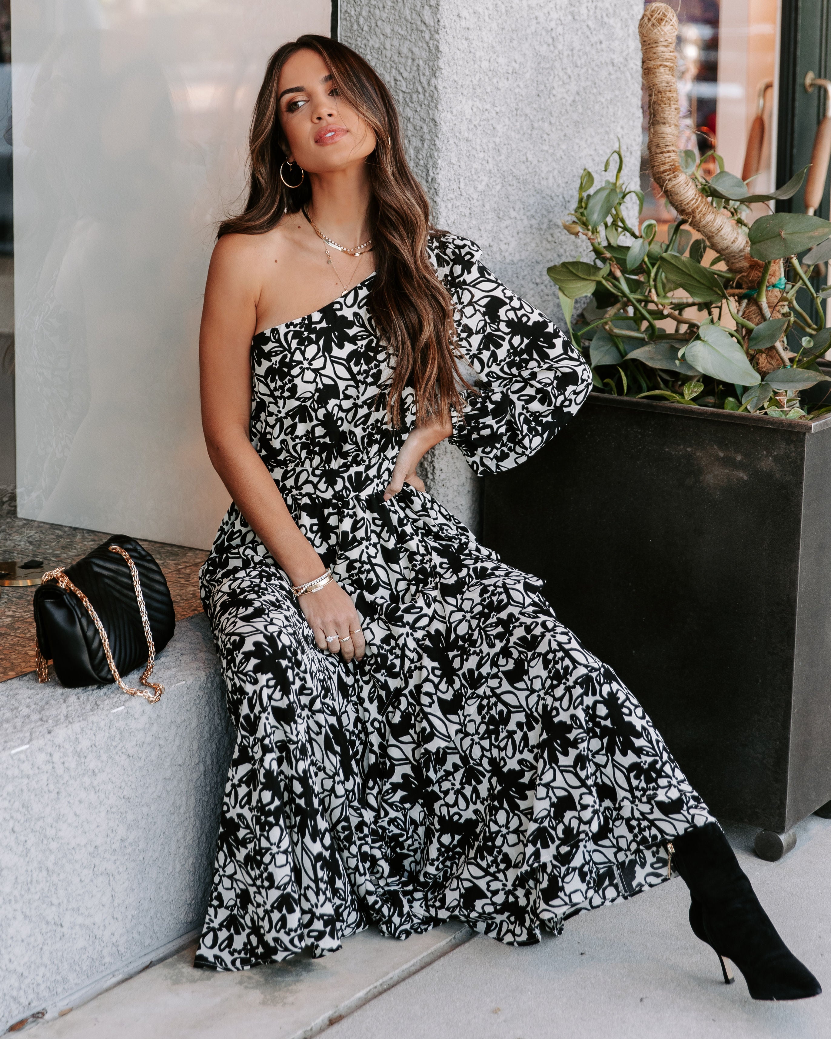 Marbella Floral One Shoulder Maxi Dress - Se7enfashion