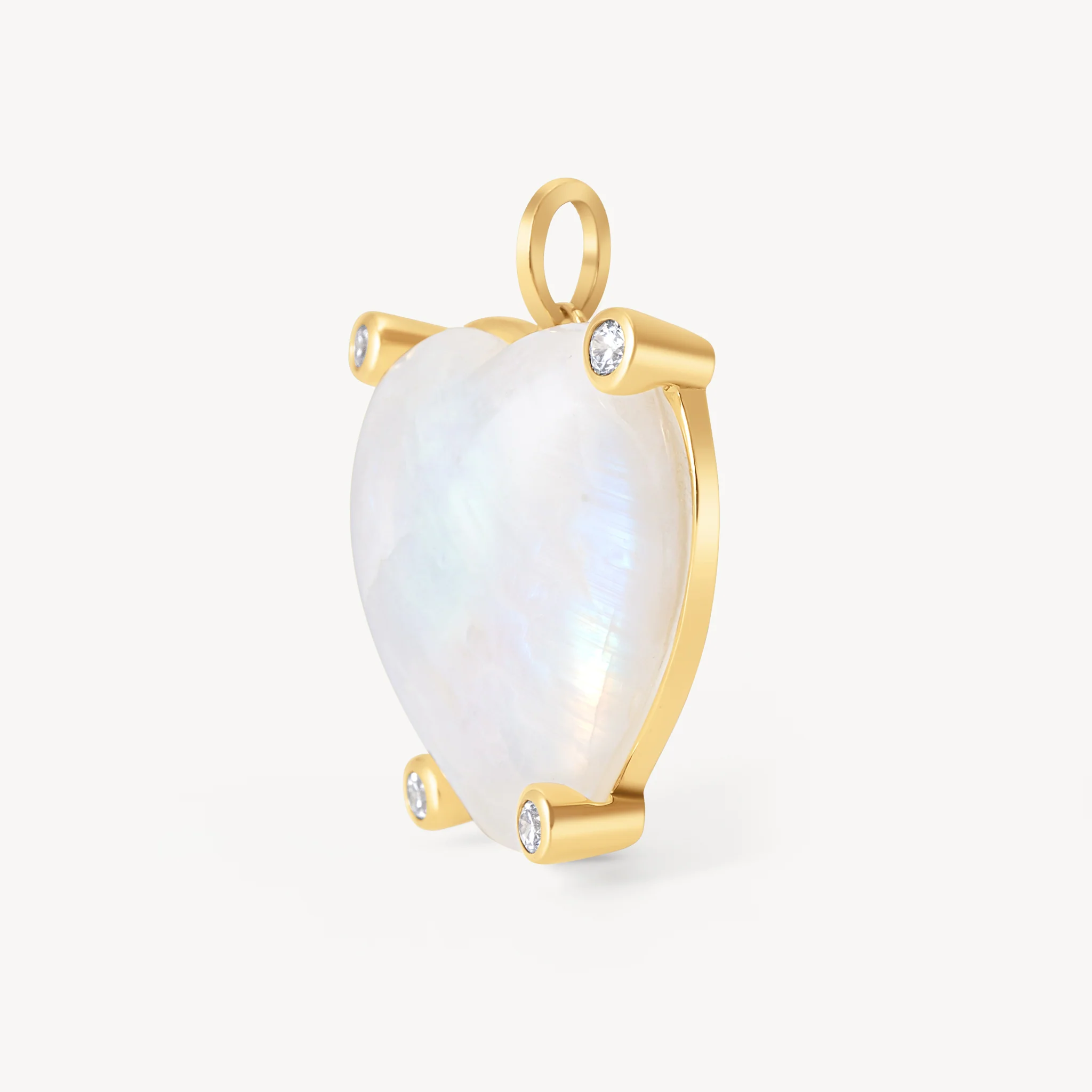 Statement Rainbow Moonstone Heart Charm
