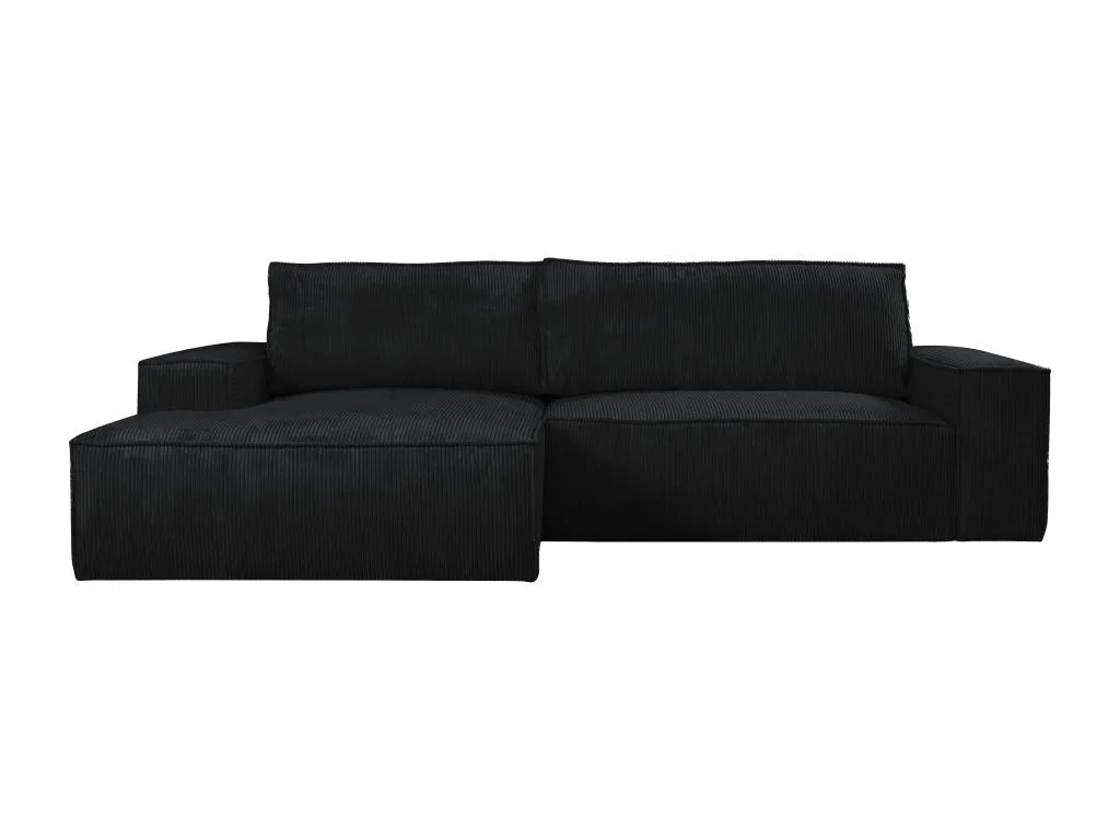 Sofá rinconero izquierdo en terciopelo de algodón negro Nidovia. rea1994995