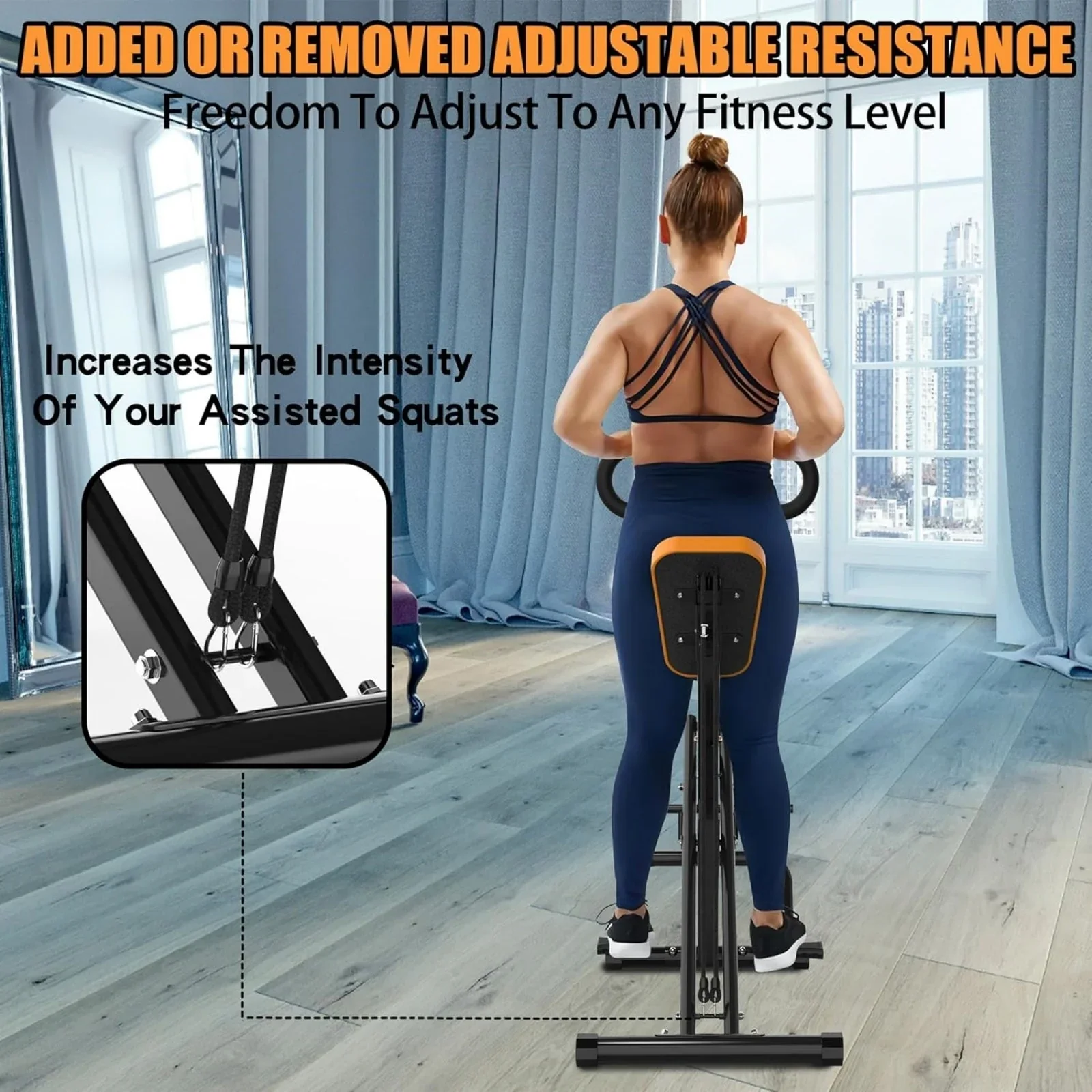 Hiii Foldable Squat Machine With Resistance Bands, 250 Pounds - Black - Image 7 Hiii Foldable Squat Machine With Resistance Bands, 250 Pounds - Black - Image 7
